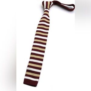 Striped Knit Tie in Burgundy and Cream